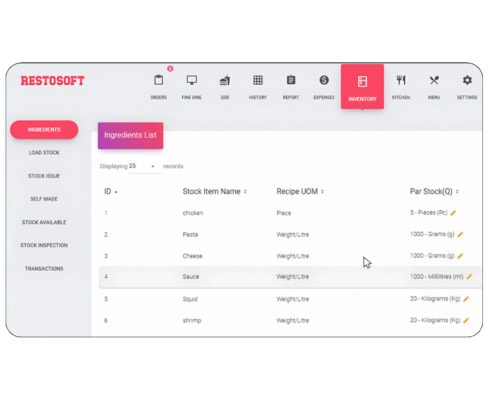 Restaurant management software